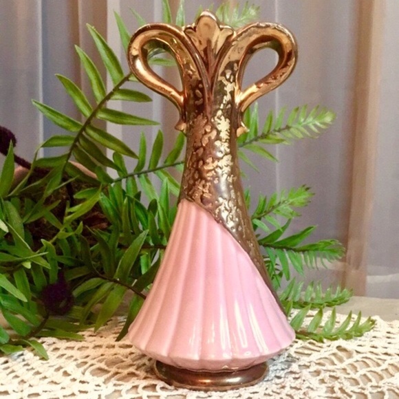Vintage Other - Vintage Savoy Weeping Gold Vase MCM Pink